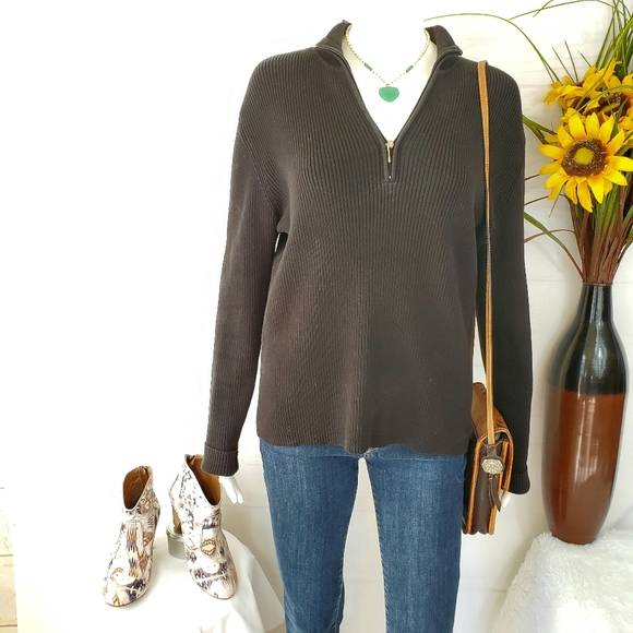 Foxcroft Sweaters - Foxcroft rib knit 1/4 zip collar pullover sweater